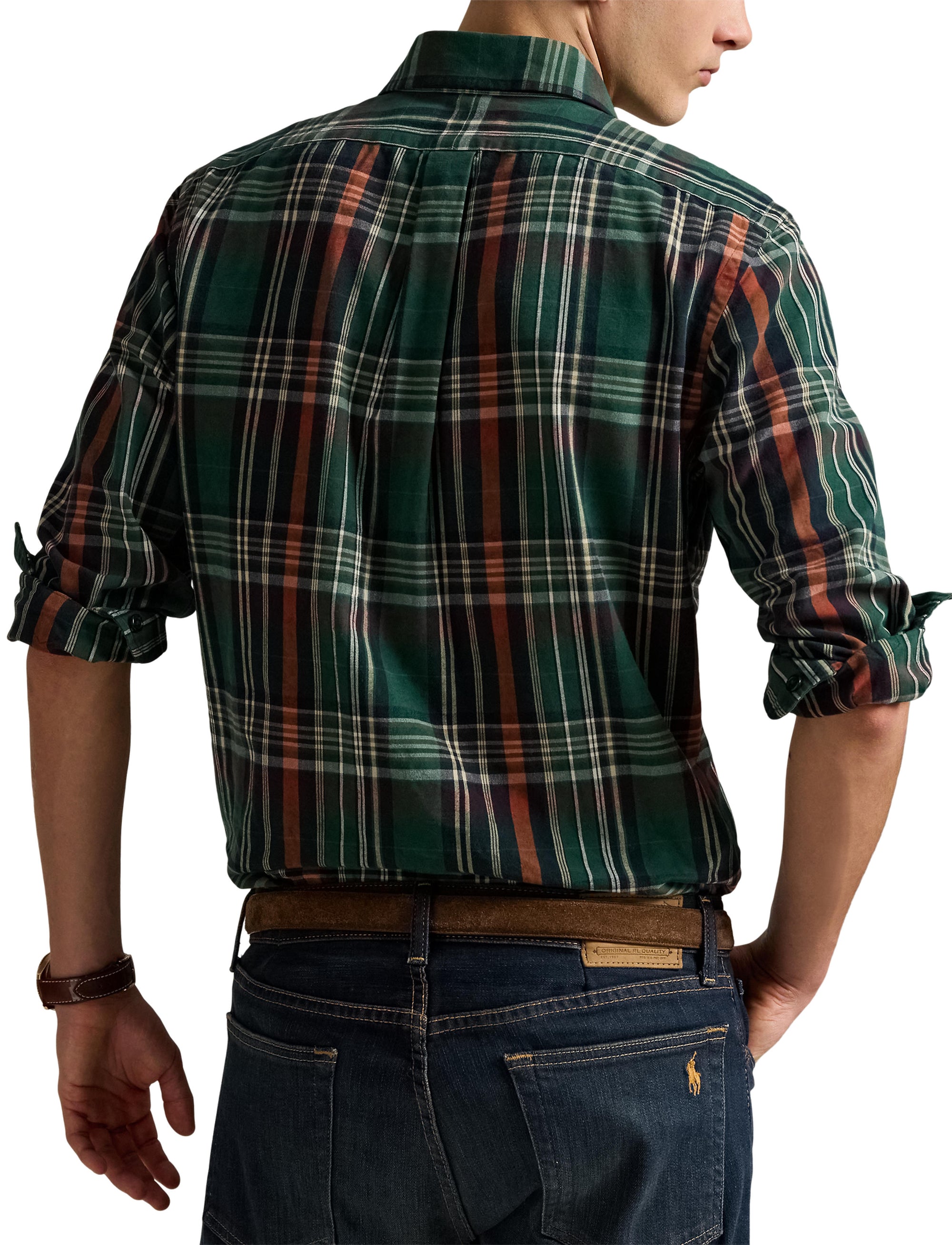 Chemise Oxford ajustée écossaise - Pine, Wine & Multicolore