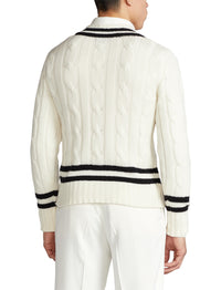 Pull de cricket en cachemire - Lux Cream With Classic Black