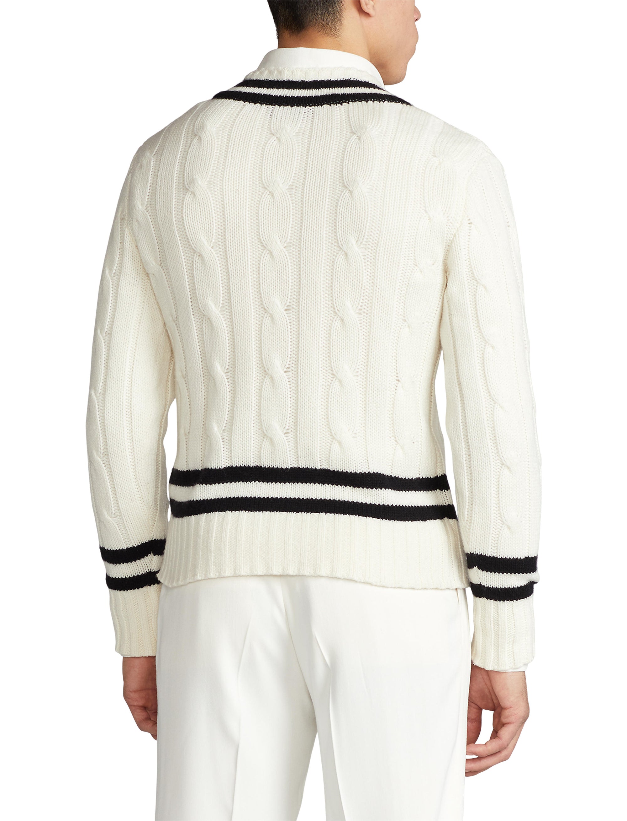 Pull de cricket en cachemire - Lux Cream With Classic Black