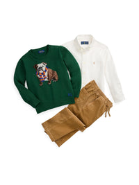 Pull motif chien en tricot intarsia - New Forest