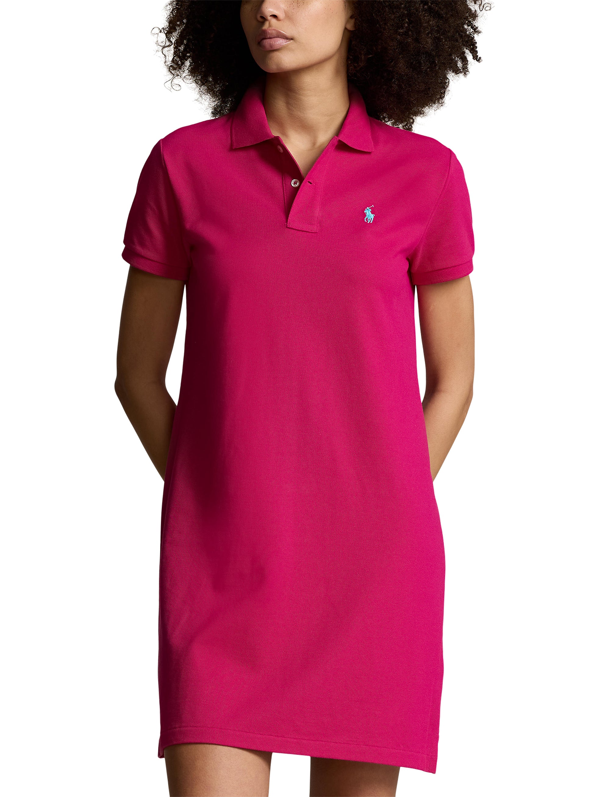 Robe polo en coton piqué - Pink Sky