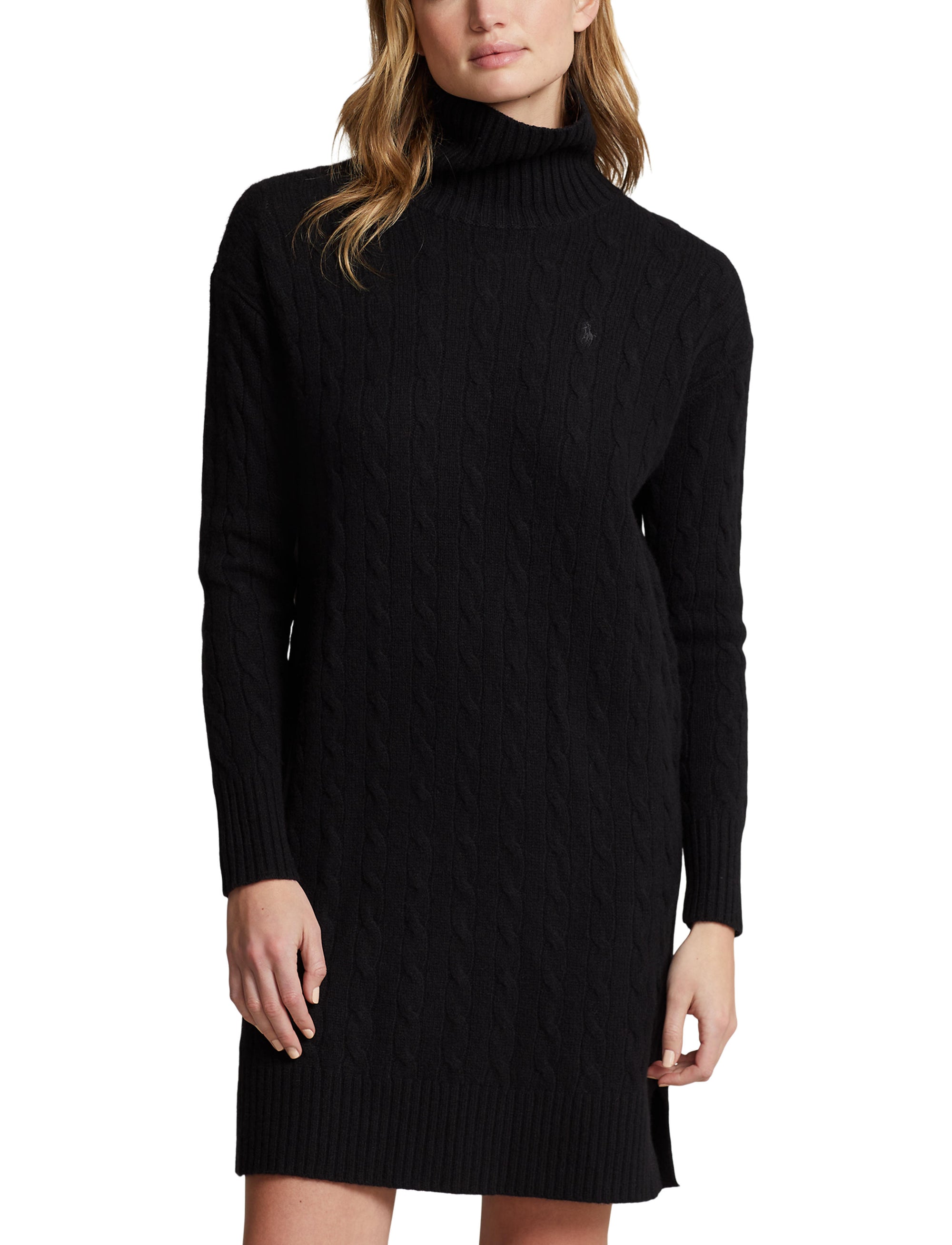 Wool turtleneck jumper dress - Polo Black