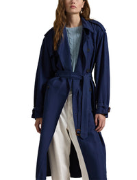 Trench-coat en soie et lin mélangé - Newport Navy