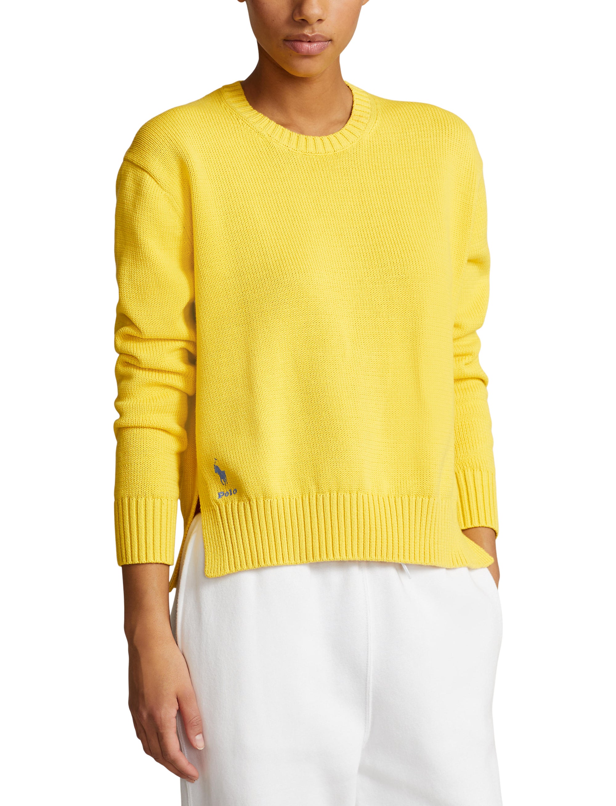 Pull col rond en coton  - Sunfish Yellow