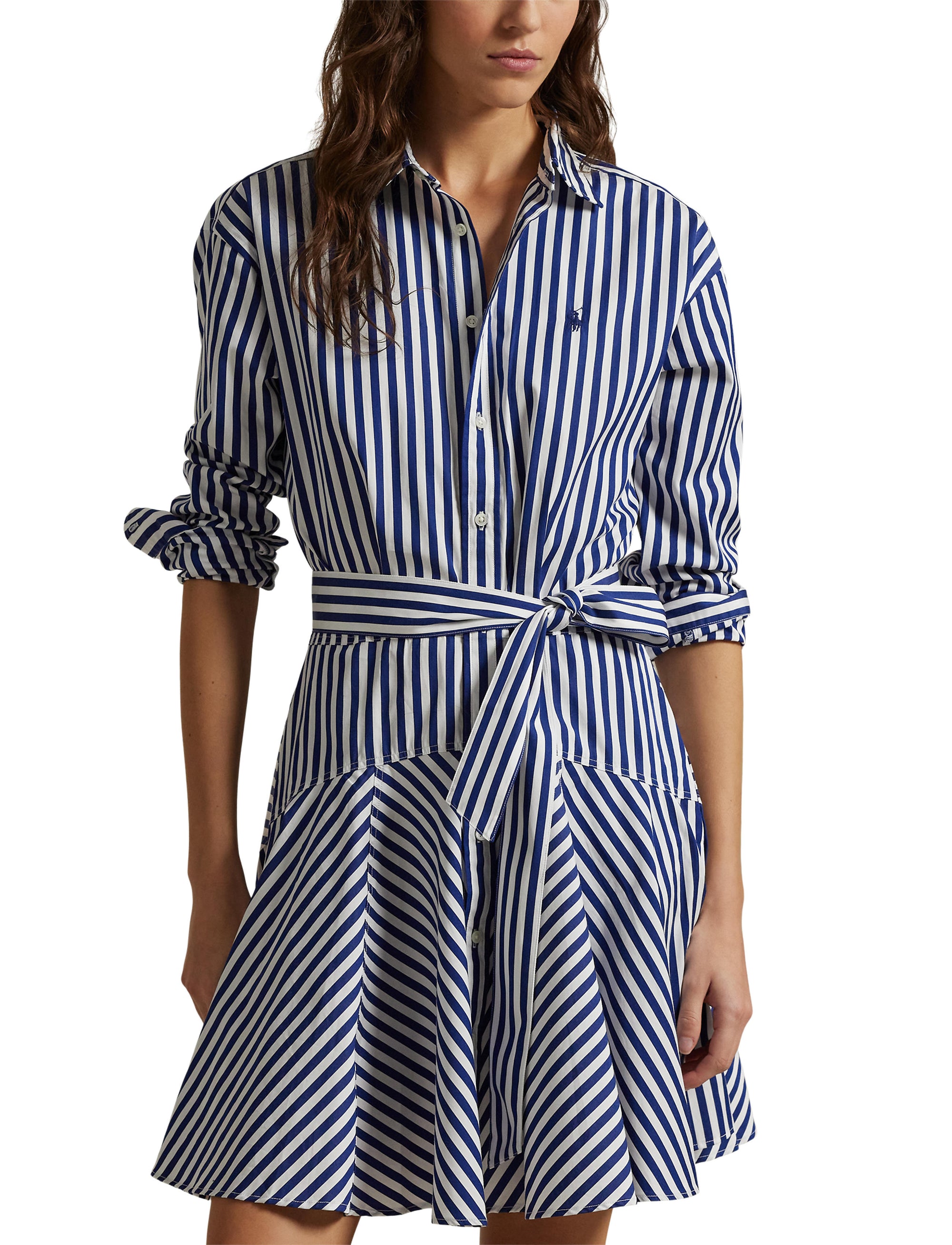 Robe-chemise à pans en coton rayé - Fall Royal & White