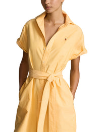 Robe-chemise ceinturée à manches courtes - Yellow