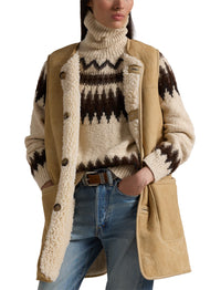 Reversible wool waistcoat - Vintage Saddle-Cream