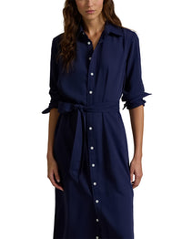 Robe-chemise en satin - Graphic Navy