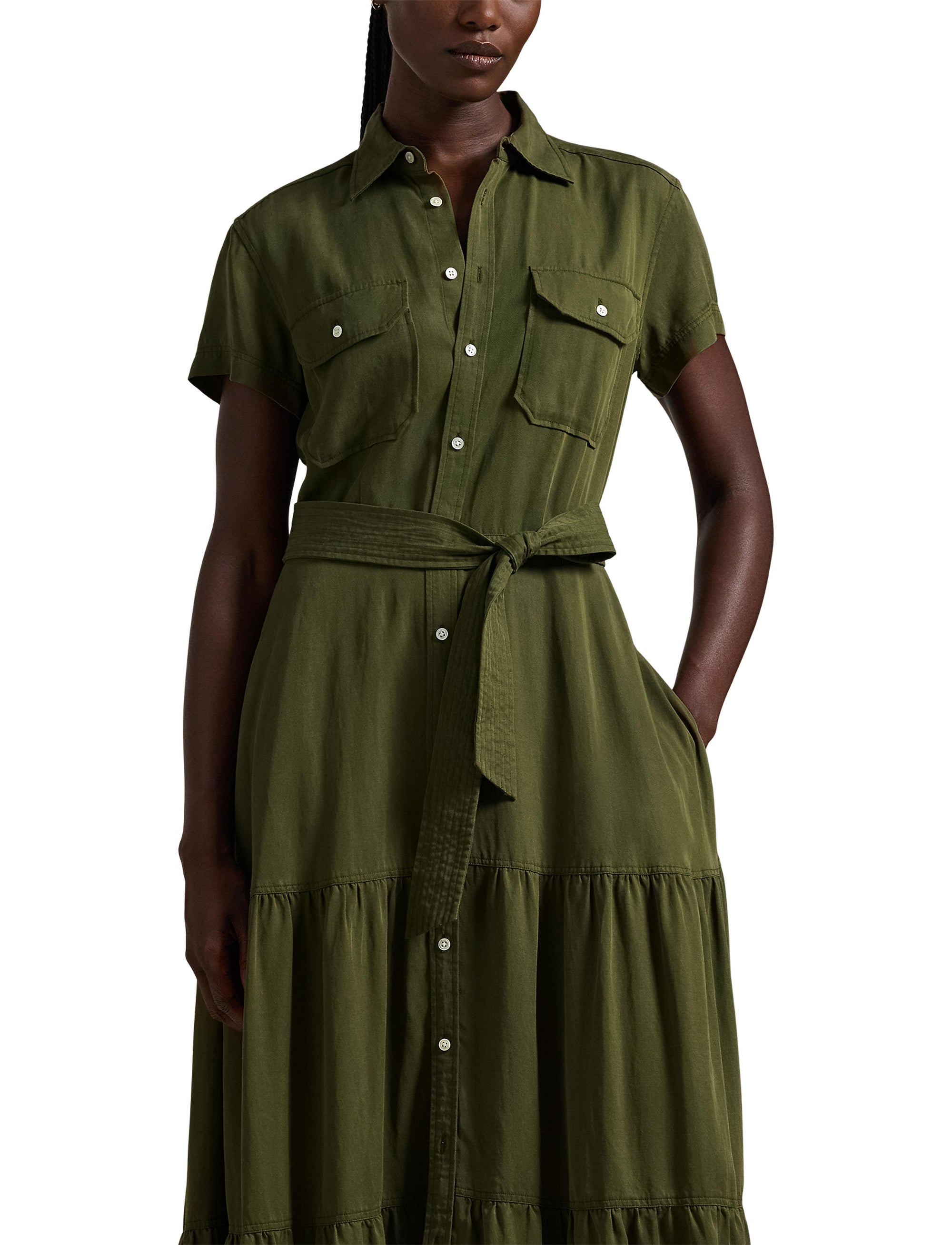 Robe-chemise gitane ceinturée - Expedition Olive