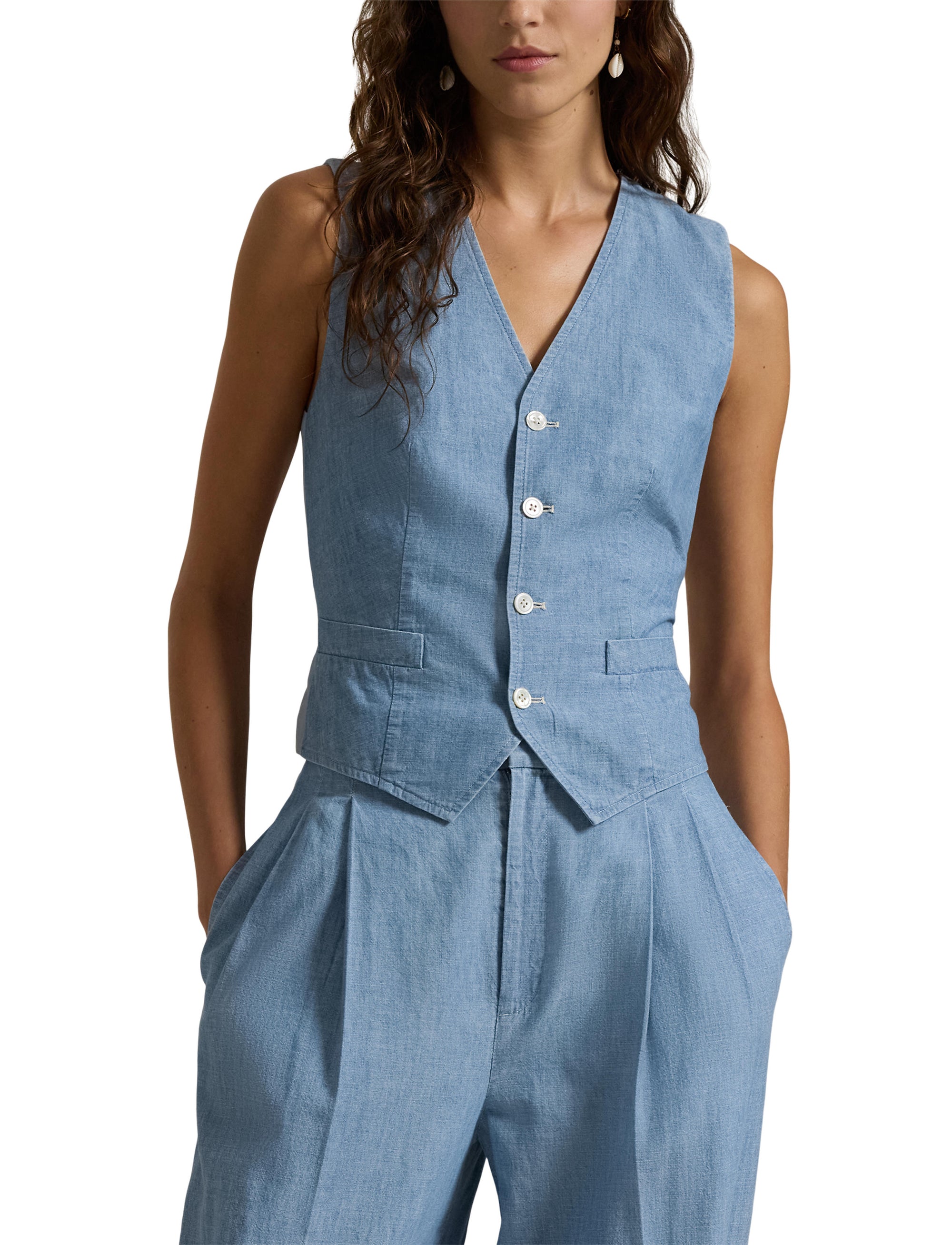 Gilet Pauline en chambray - Chambray