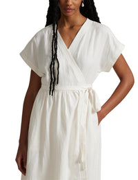 Short-sleeved wrap dress - Deckwash White