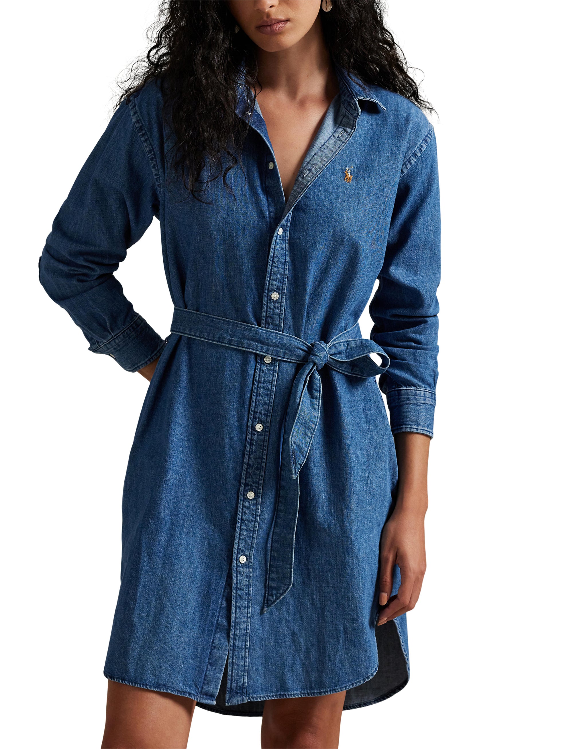 Robe chemise ceinturée en denim - Tussa Wash