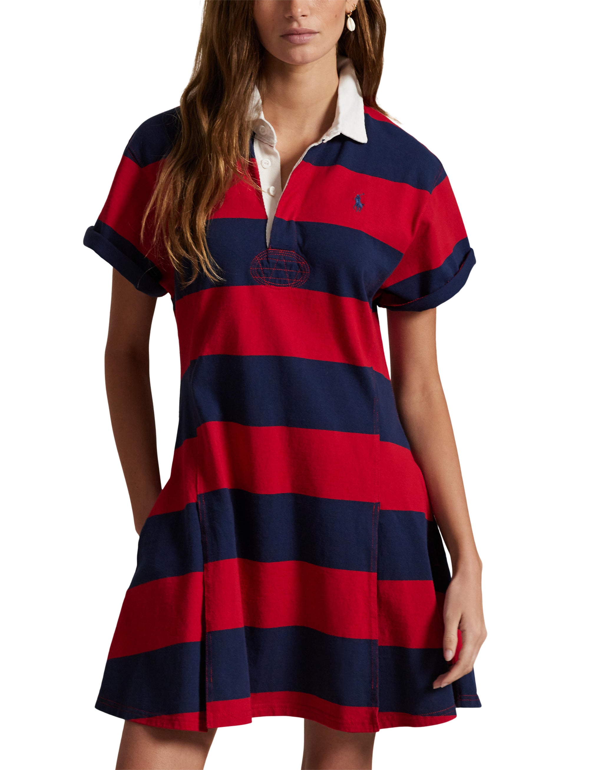 Robe de rugby rayée en jersey de coton - Polo Sport Red & Newport Navy