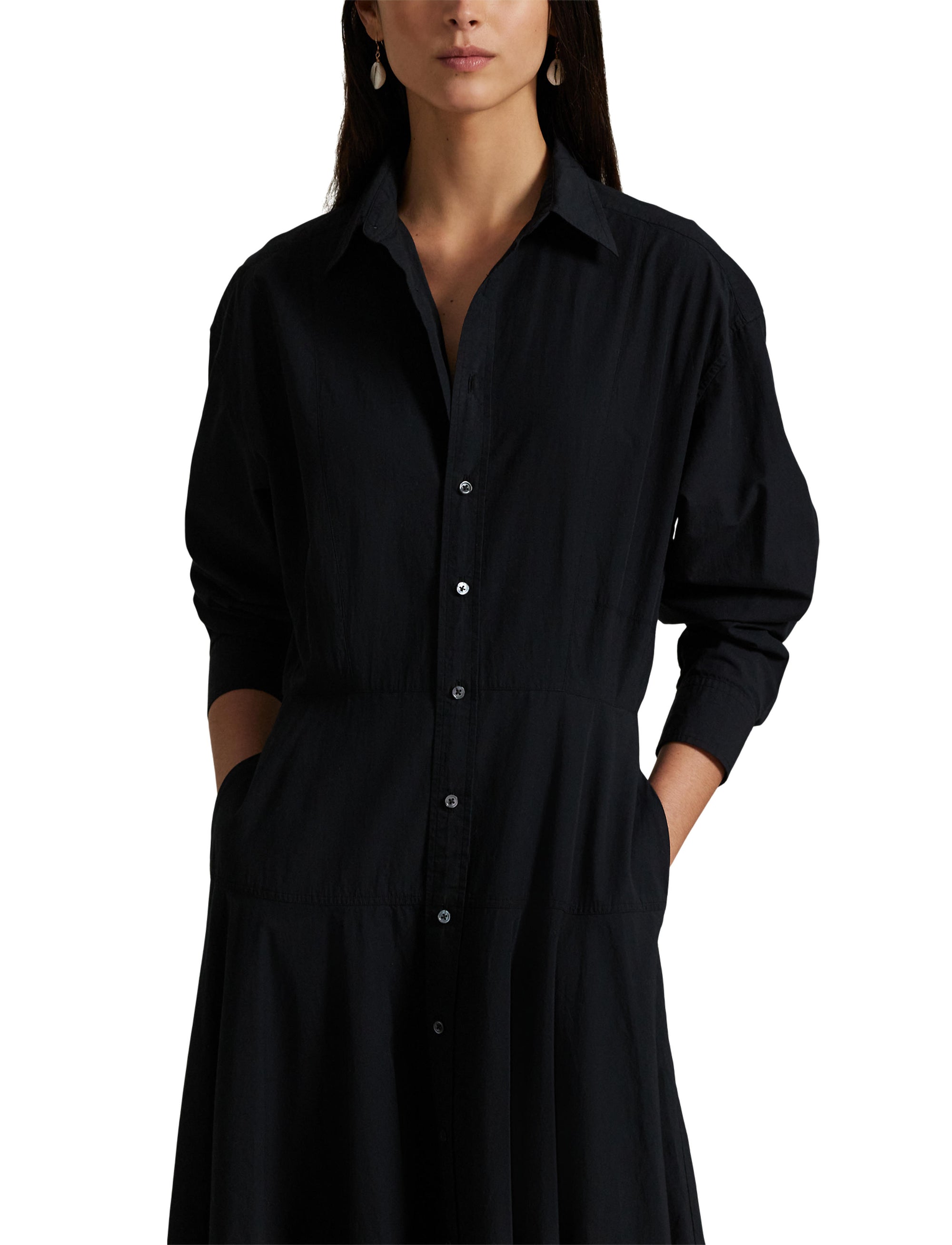Robe-chemise à pans en toile de coton - Polo Black