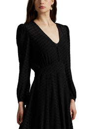 Blousant silk blend dress - Polka Dot Black & Multicolore