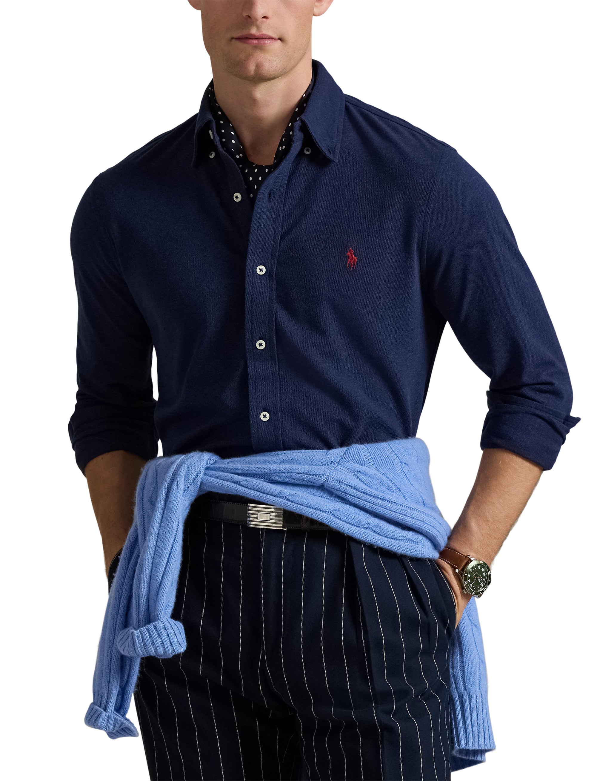 Chemise ultra-légère en coton piqué - Spring Navy Heather