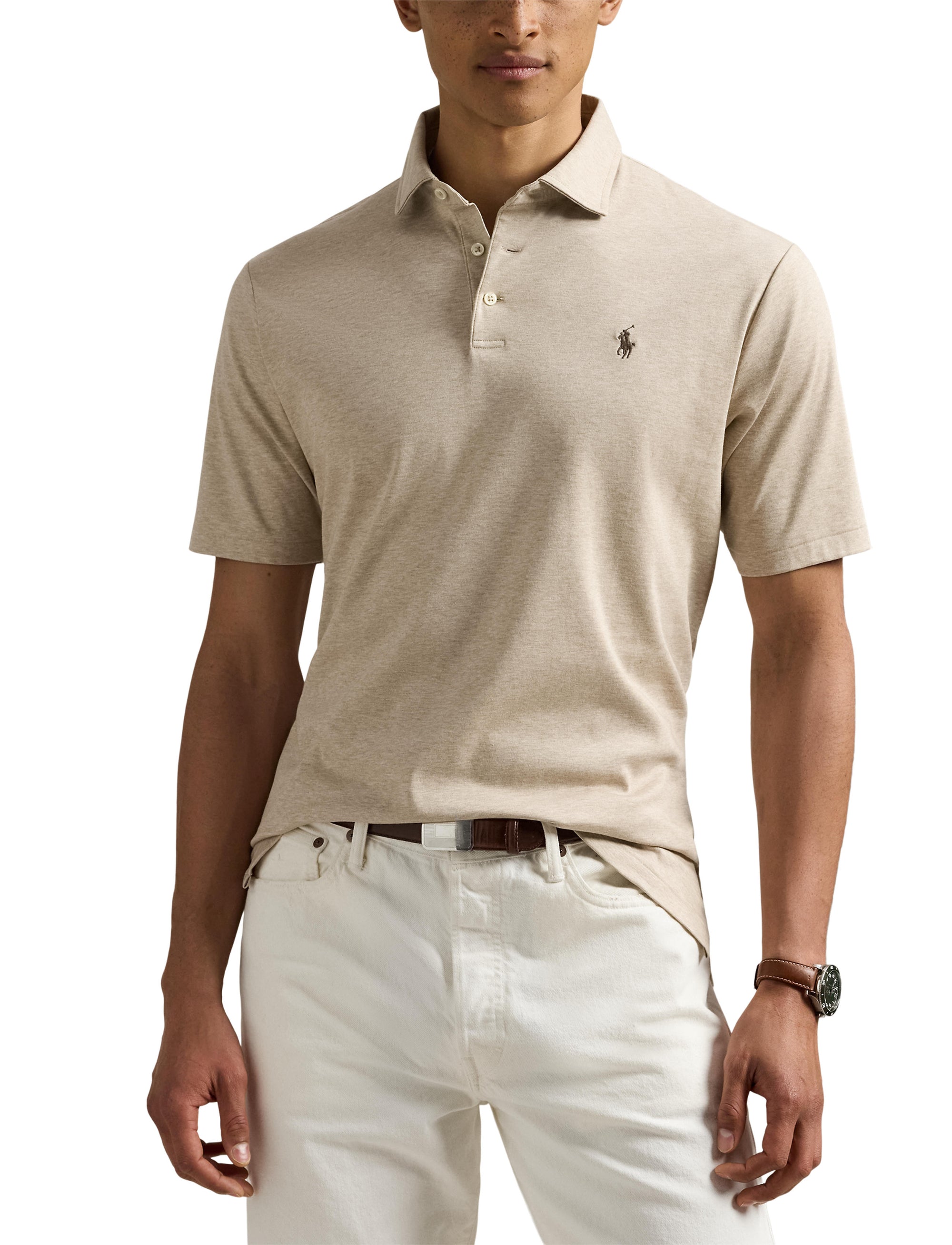 Polo coupe classique en coton doux - Sand Heather