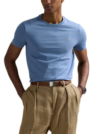 T-shirt col rond jersey Custom Slim Fit - Channel Blue