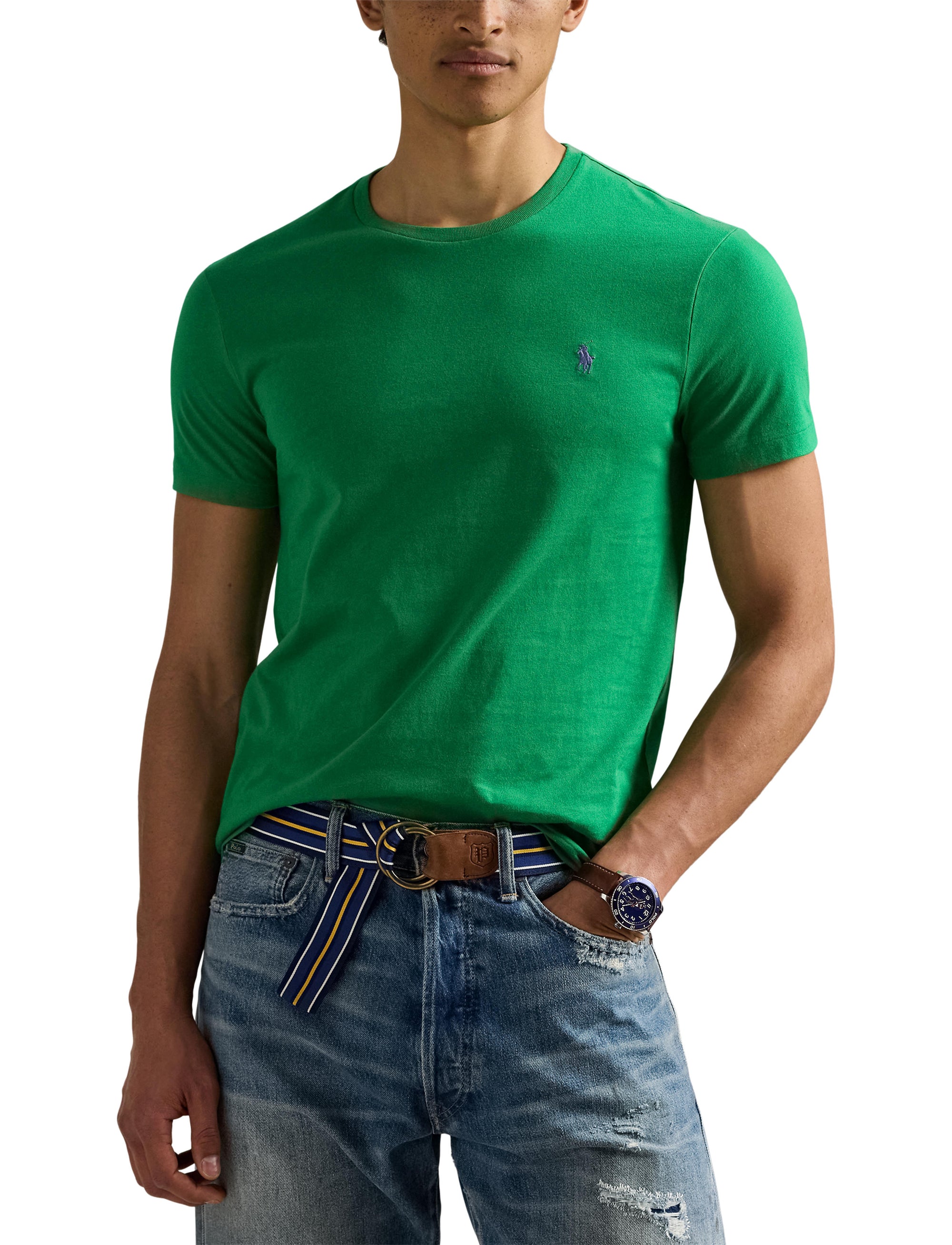 T-shirt col rond jersey Custom Slim Fit - Cruise Green