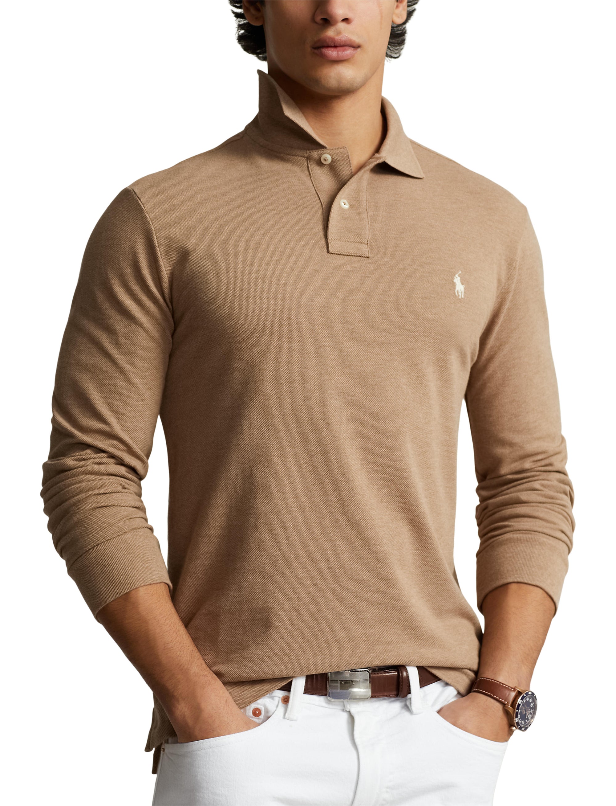 Polo coupe ajustée en piqué - Grey Cloud Heather