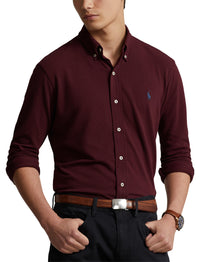 Ultra-lightweight piqué fitted shirt - Harvard Wine