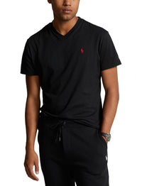 T-shirt classique à col V en jersey - Black