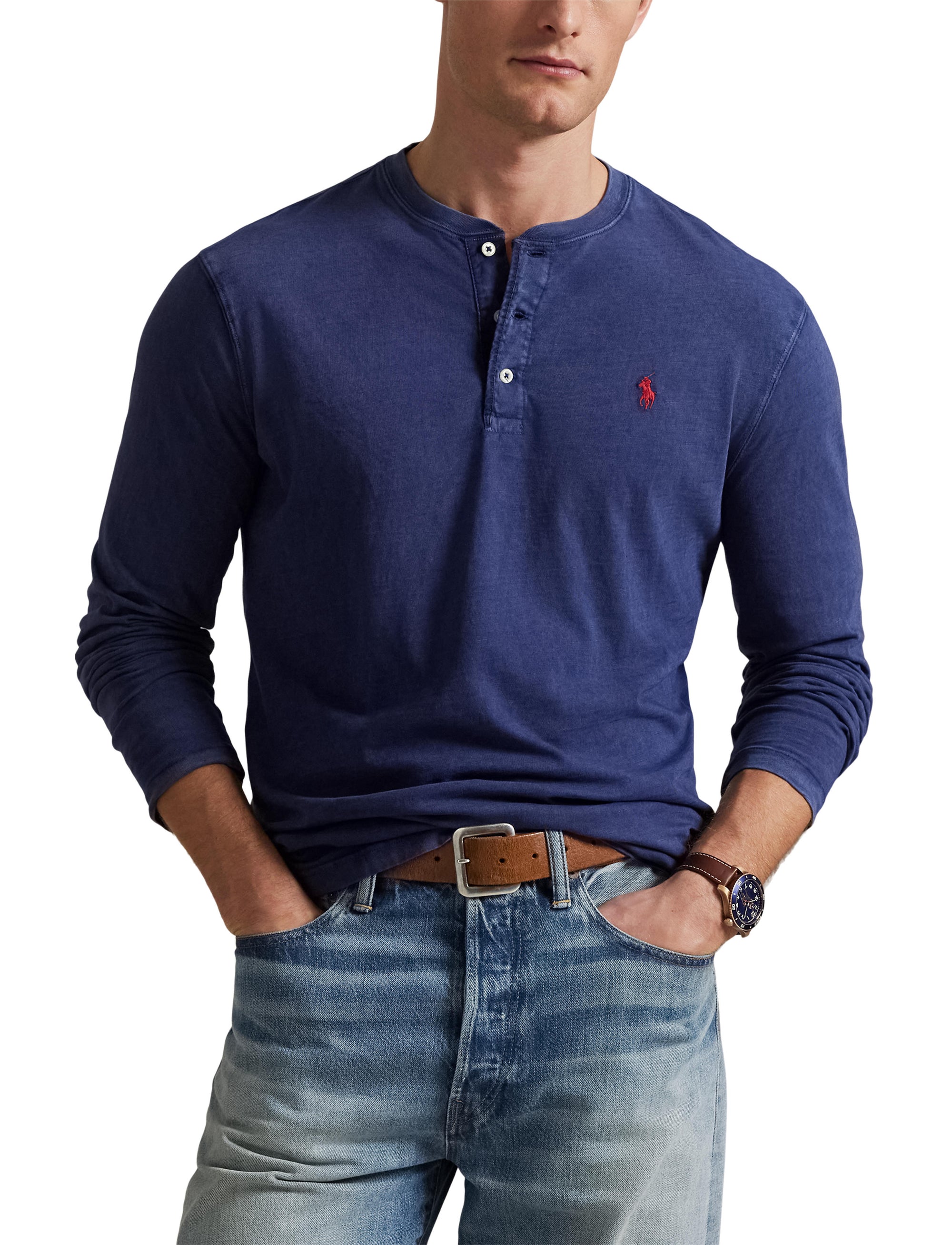 Top col tunisien en jersey flammé - Cruise Navy