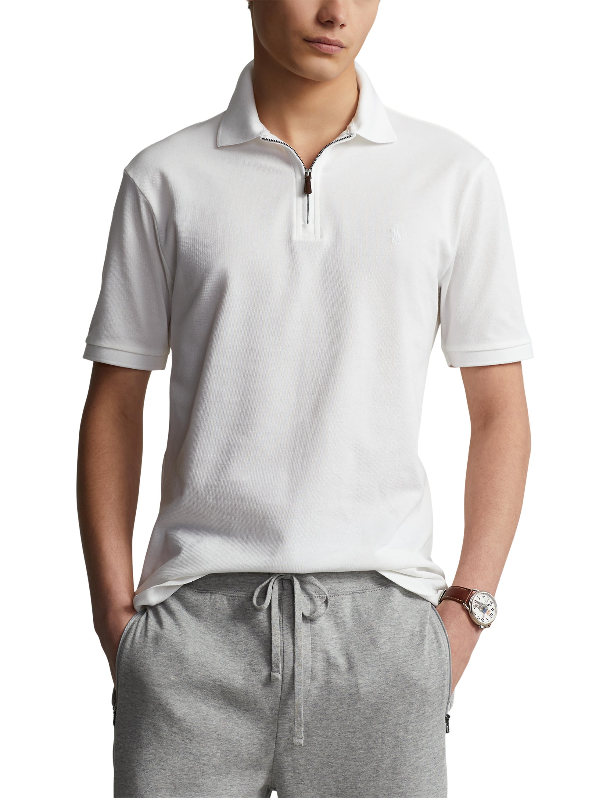 Polo stretch coupe ajustée - White