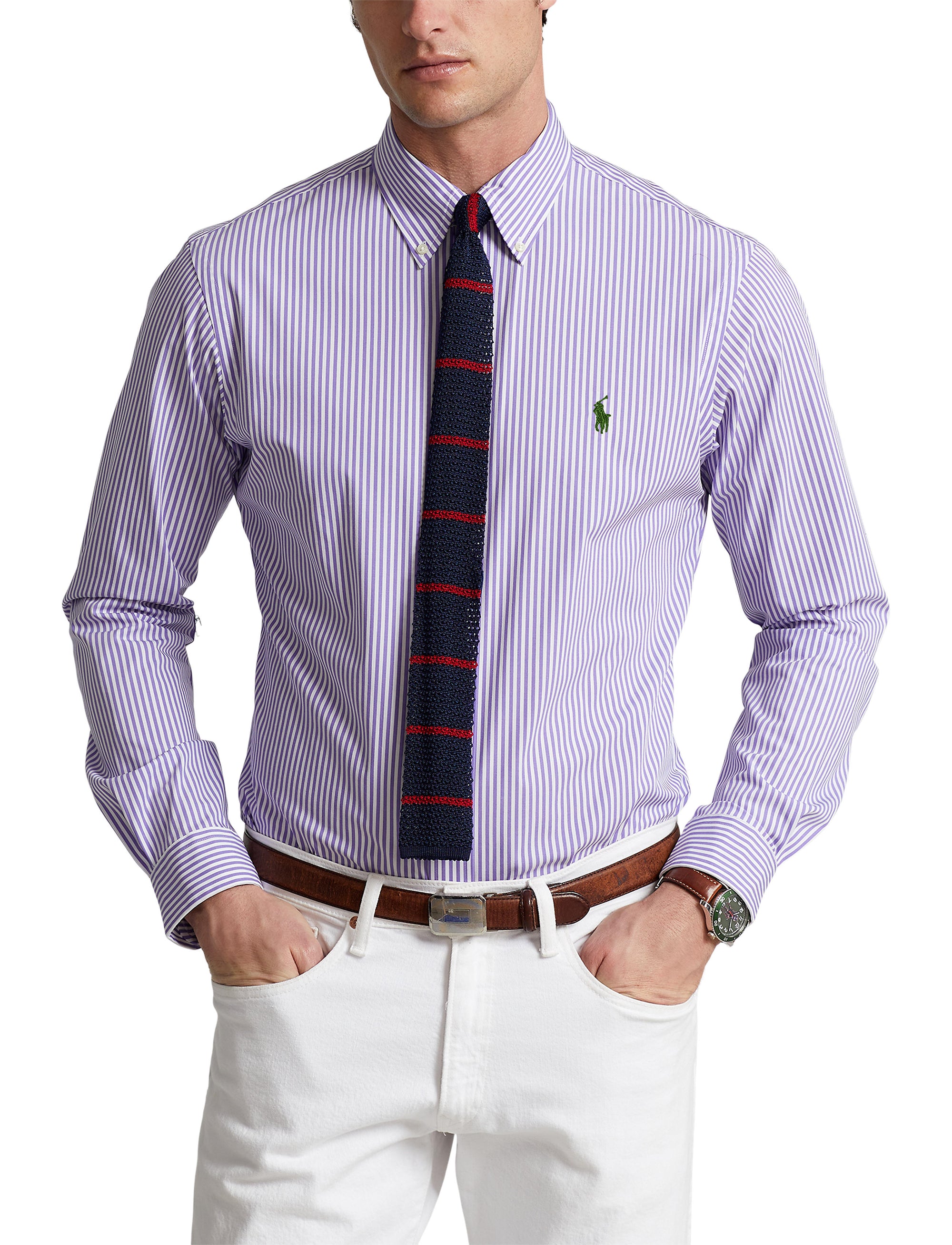 1pcs / NEW // 4655K LAVENDER/WHITE SPORT SHIRT LONG SLEEVE SLBDPPCS