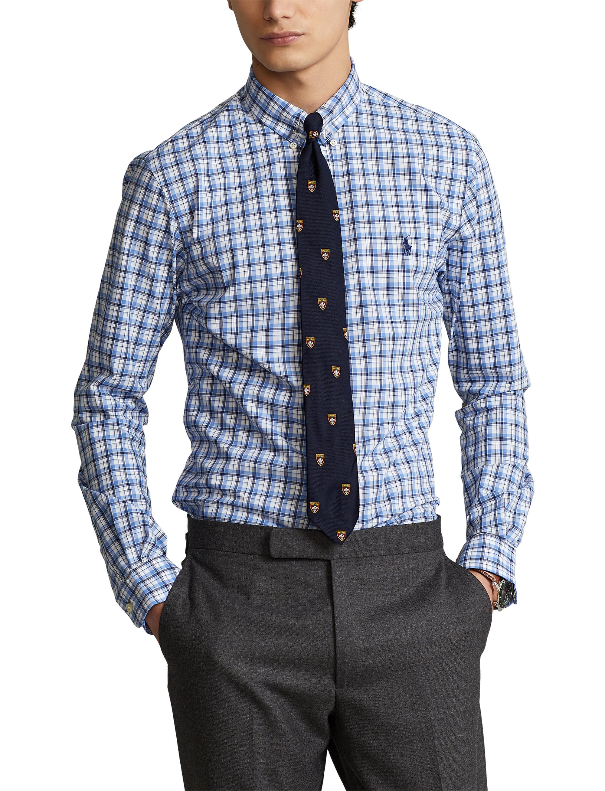 Chemise Slim Fit en popeline stretch - Blue & Multicolore
