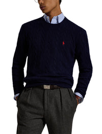 Pull à torsades en laine - Hunter Navy