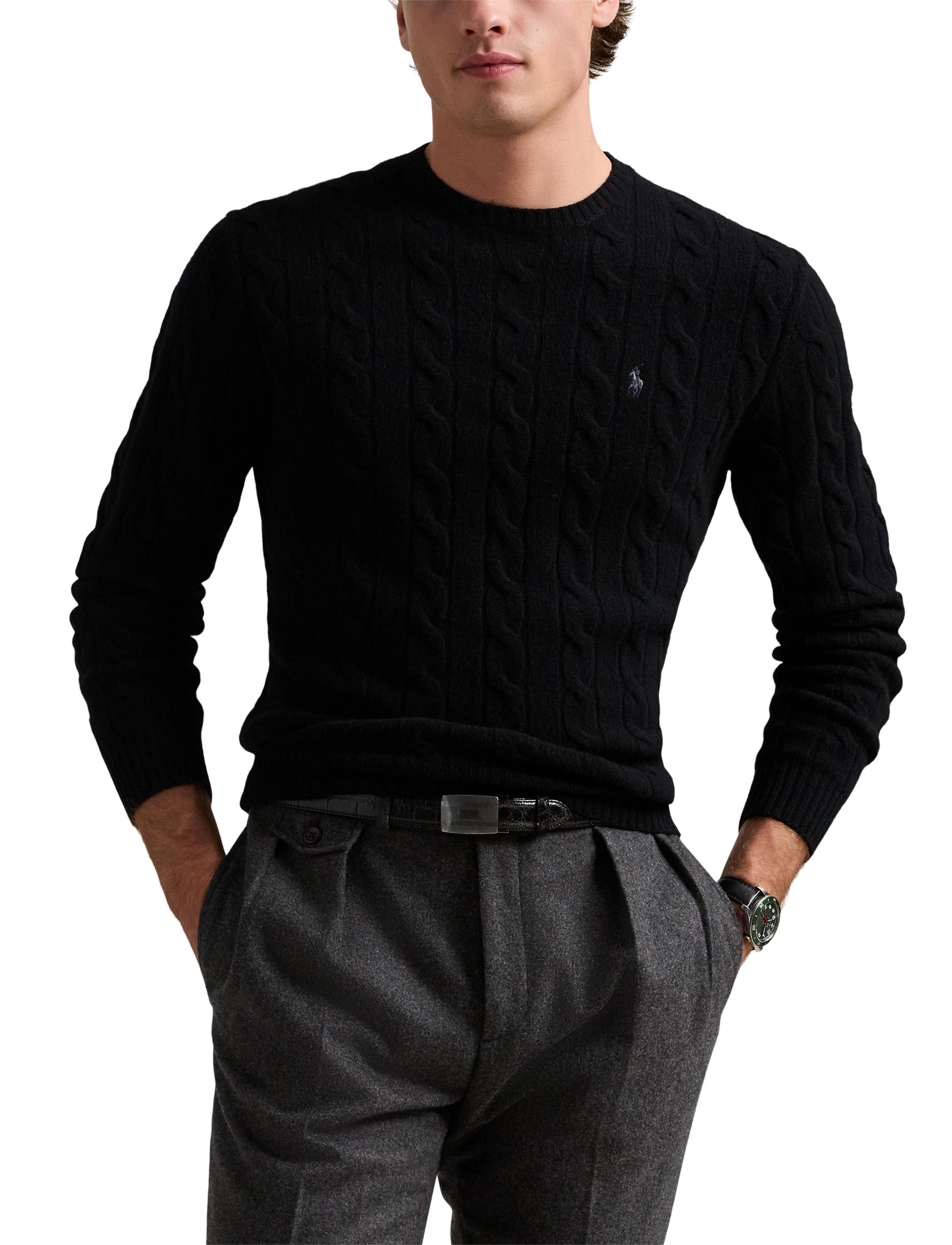 Pull en laine torsadée - Polo Black