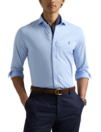 Jersey flared collar shirt - Office Blue