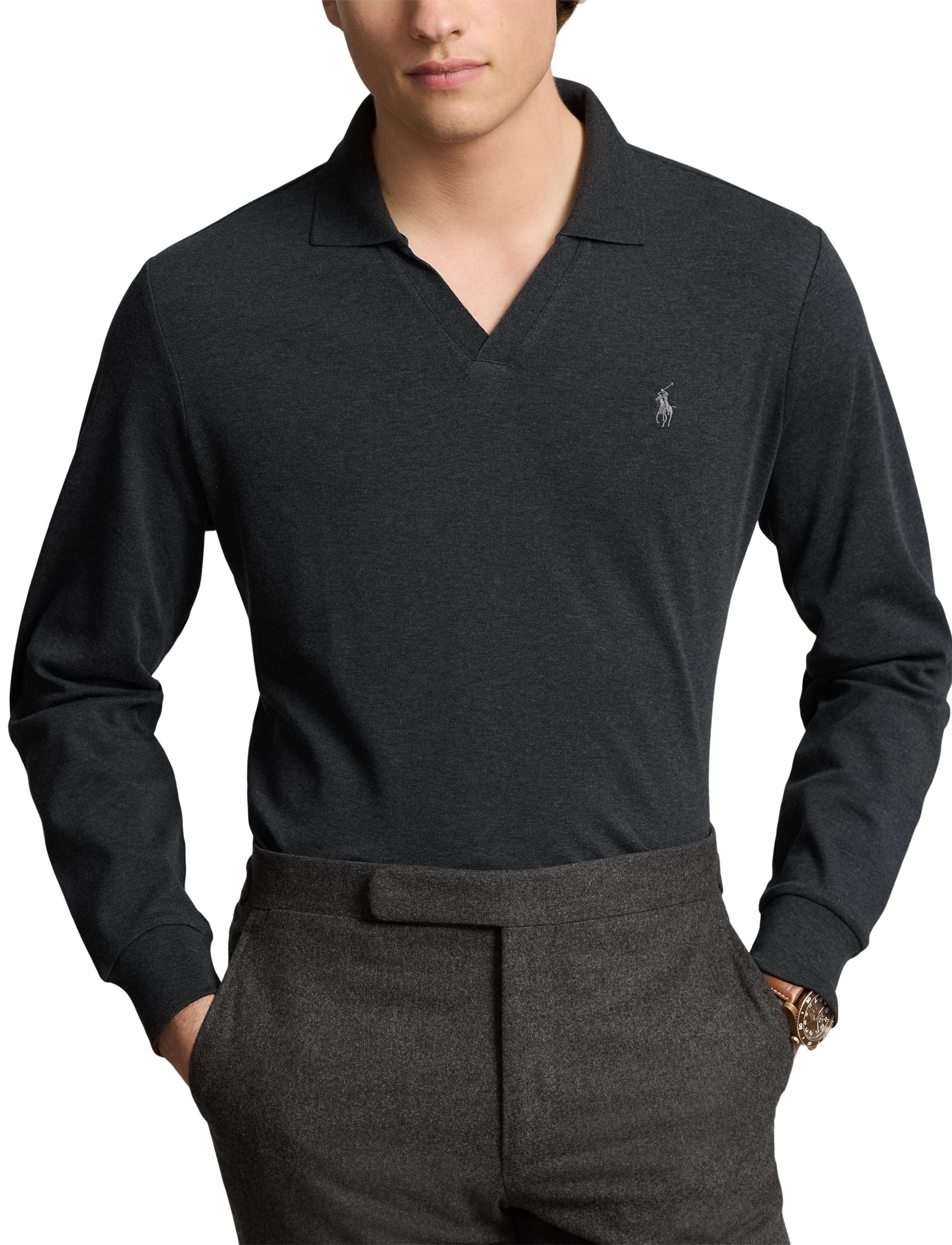 32pcs / NEW // BLACK MARL HEATHER/C9911 POLO SHIRT LONG SLEEVE LSJCCLSM13