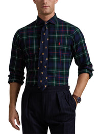 Chemise écossaise ajustée en sergé - Evergreen & Red