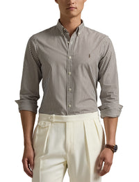 Chemise rayée Custom Fit popeline - Cooper Brown & White