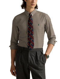 Chemise rayée Custom Fit popeline - Copper Brown & White