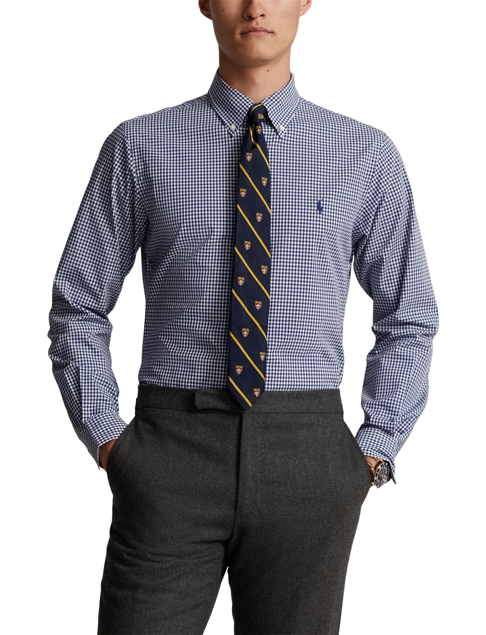 Chemise Custom Fit vichy popeline  - Navy & White
