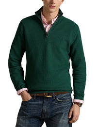 Pull demi-zippé en coton piqué - Vintage Pine