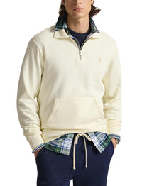 Sweat demi-zippé en coton bouclé - Clubhouse Cream
