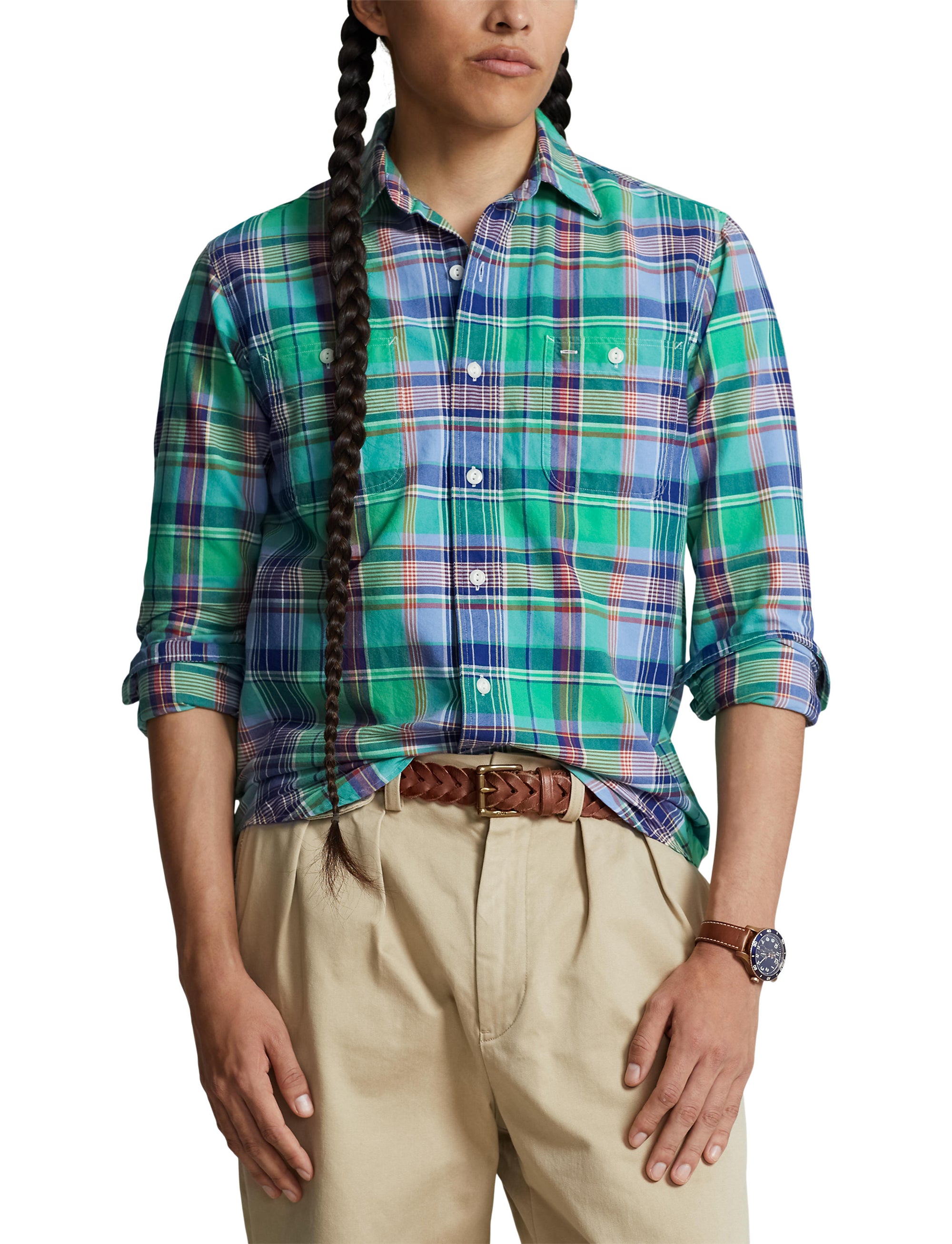 Chemise workwear Oxford écossaise - Green, Blue & Multicolore