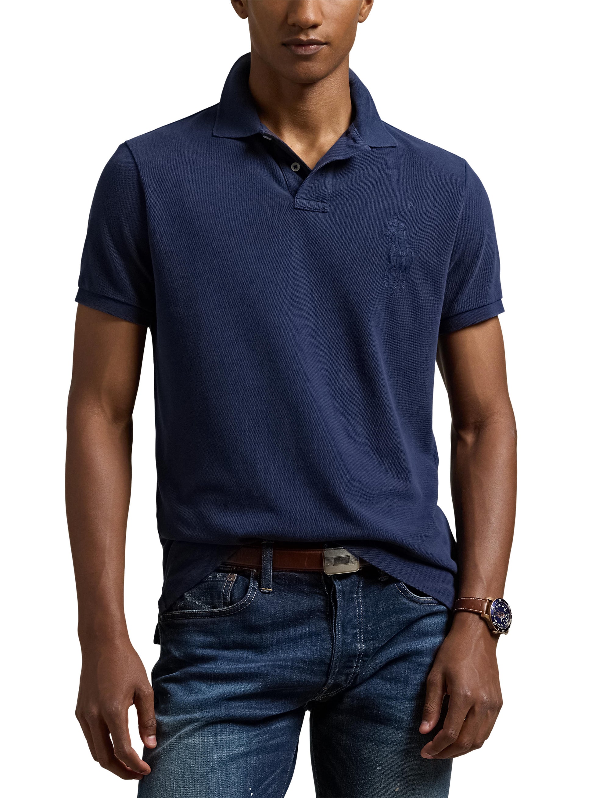 Polo Big Pony en piqué coupe ajustée - Cruise Navy
