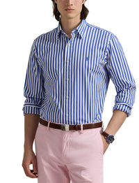 Chemise tissée ajustée à rayures - New Iris Blue & White