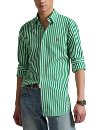 5pcs / NEW // 6792E SCARAB GREEN/WHITE SPORT SHIRT LONG SLEEVE CUBDPPCS