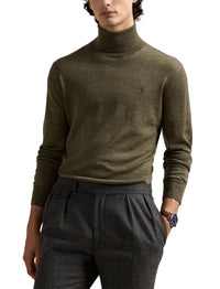 Pull à col roulé en laine lavable - Cargo Olive Heather