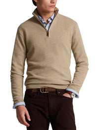 Pull demi-zippé en laine lavable - Tan Marl