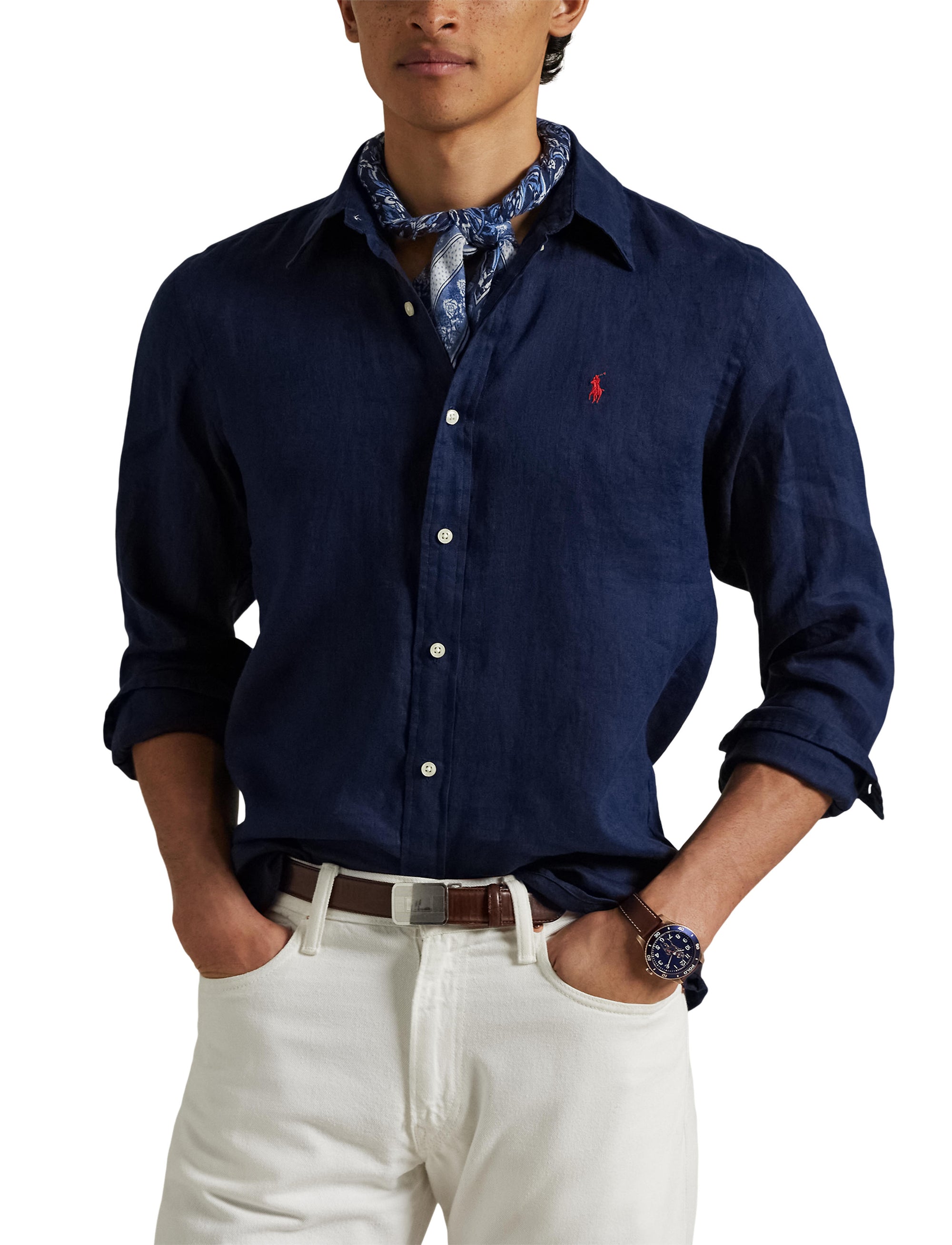 Chemise Slim Fit en lin - Newport Navy