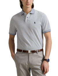 Polo en piqué rayé Custom Slim Fit - Earth Blue & White