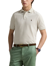 Polo en piqué rayé Custom Slim Fit - Classic Khaki & White