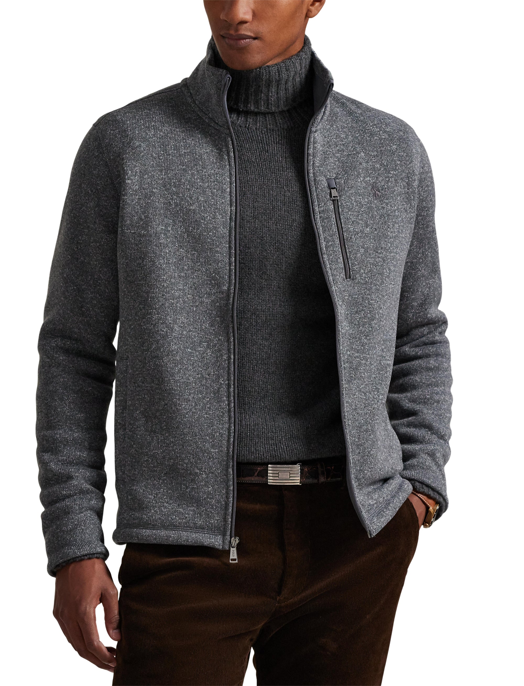 Veste zippée intégrale - Gris chiné